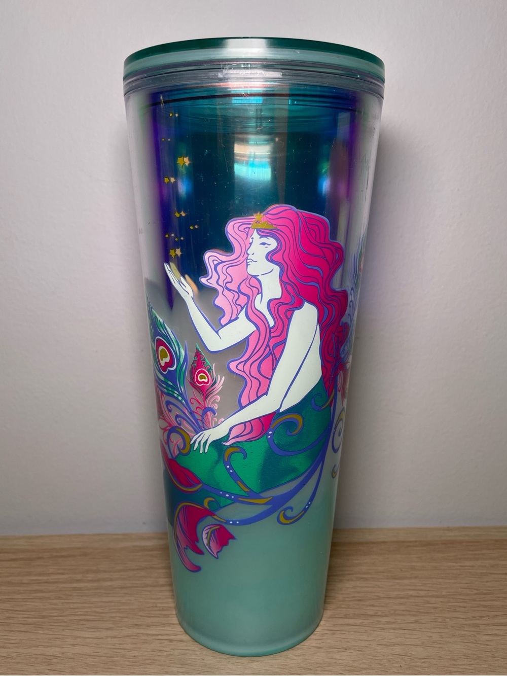 Starbucks 2024 Holiday Iridescent Siren Mermaid Peacock Venti Cold Cup Tumbler